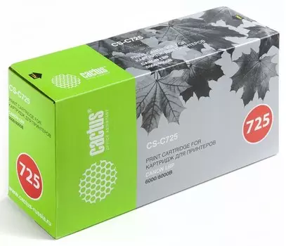 Лазерный картридж Cactus CS-C725 (Cartridge 725) черный для Canon LBP 6000 i-Sensys, 6000b i-Sensys, 6020 i-Sensys, 6020b i-Sensys, 6030 i-Sensys, 6030b i-Sensys, 6030w i-Sensys; MF3010 i-Sensys (1'600 стр.)