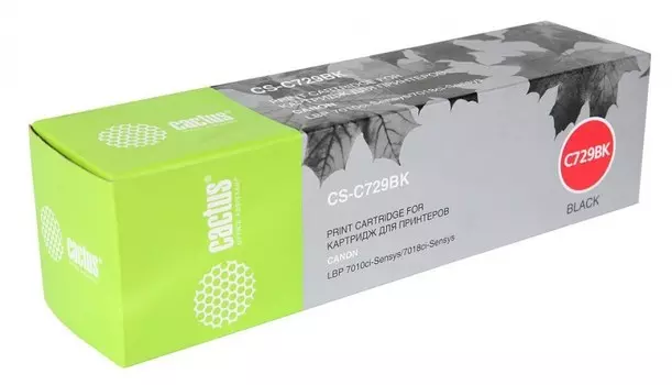 Лазерный картридж Cactus CS-C729BK (Cartridge 729) черный для Canon LBP 7010 i-Sensys, 7010c i-Sensys, 7018 i-Sensys, 7018c i-Sensys (1'200 стр.)