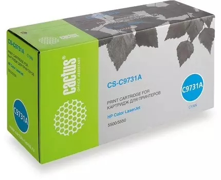 Лазерный картридж Cactus CS-C9731AV (HP 645A) голубой для HP Color LaserJet 5500, 5500dn, 5500dtn, 5500hdn, 5500tdn, 5500n, 5550, 5550dn, 5550dtn, 5550hdn, 5550n (12'000 стр.)