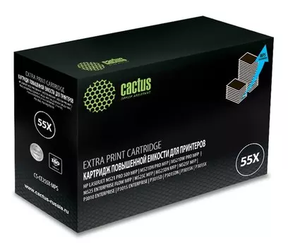 Лазерный картридж Cactus CS-CE255X-MPS (HP 55X) черный для увеличенной емкости для HP LaserJet M521 Pro 500 MFP, M521dn Pro MFP, M521dw Pro MFP, M525, M525c MFP, M525f, P3010, P3015, P3015d, P3015dn, P3015x (15'000 стр.)
