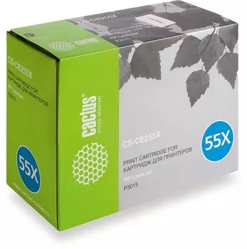 Лазерный картридж Cactus CS-CE255XS (HP 55X) черный увеличенной емкости для HP LaserJet M521 Pro 500 MFP, M521dn Pro MFP, M521dw Pro MFP, M525 , M525c MFP, M525f, P3010, P3015, P3015d, P3015dn, P3015n, P3015x (12'500 стр.)