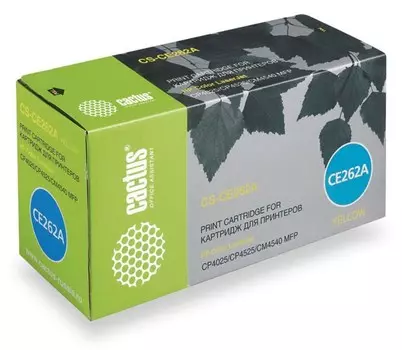 Лазерный картридж Cactus CS-CE262A (HP 648A) желтый для принтеров HP Color LaserJet CM4540 MFP, CM4540f MFP, CM4540fskm MFP, CM4540mfp Ent, CP4020 Ent, CP4025 Ent, CP4025dn, CP4025n, CP4520 Ent, CP4525 Ent, CP4525dn, CP4525N, CP4525XH (11000 стр.)