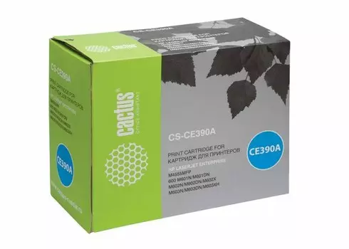 Лазерный картридж Cactus CS-CE390A (HP 90A) черный для HP LaserJet M601dn, M601n, M602dn, M602n, M602x, M603dn, M603n, M603xh, M4555, M4555dn, M4555f, M4555fskm, M4555h (10'000 стр.)