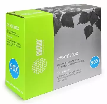 Лазерный картридж Cactus CS-CE390XS (HP 90X) черный увеличенной емкости для HP LaserJet M602dn, M602n, M602x, M603dn, M603n, M603xh, M4555, M4555dn, M4555f, M4555fskm, M4555h (24'000 стр.)