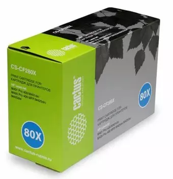 Лазерный картридж Cactus CS-CF280XS (HP 80X) черный увеличенной емкости для HP LaserJet M401 Pro 400, M401a, M401d Pro 400, M401dn, M401dne (CF399A), M401dw, M401n, M425 Pro 400 MFP, M425dn, M425dw (6'900 стр.)