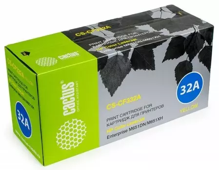 Лазерный картридж Cactus CS-CF332AR (HP 654A) желтый для HP Color LaserJet M651 Enterprise, M651dn Enterprise (CZ256A), M651n Enterprise (CZ255A), M651xh Enterprise (CZ257A) (15'000 стр.)