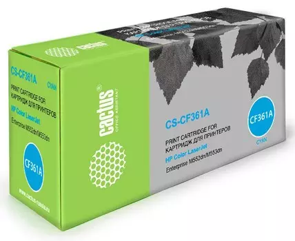 Лазерный картридж Cactus CS-CF361A (HP 508A) голубой для HP Color LaserJet M552dn Enterprise, M553 series, M553dn Enterprise, M553n Enterprise, M553x Enterprise, M577c Enterprise, M577dn Enterprise, M577f Enterprise (5'000 стр.)