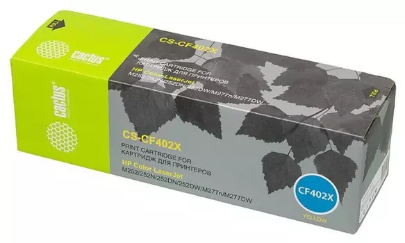 Лазерный картридж Cactus CS-CF402X (HP 201X) желтый увеличенной емкости для HP Color LaserJet M252dw, M252n, M274n MFP, M277dw MFP, M277n, Pro M252, Pro M252dw, Pro M252n, Pro M274n, M277, M277dw, M277n (2'300 стр.)