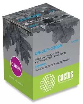 Лазерный картридж Cactus CS-CLP-C300A (CLP-C300A) голубой для Samsung CLP 300, 300n; CLX 2160, 2160n, 2160x, 2161k, 2161kn, 3130, 3130n, 3160, 3160fn, 3160n (1'000 стр.)