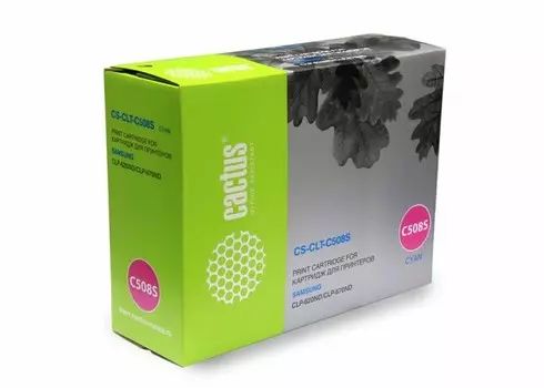 Лазерный картридж Cactus CS-CLT-C508S (CLT-C508S) голубой для Samsung CLP615, 615nd, 620, 620nd, 670, 670nd; CLX6220, 6220fx, 6250, 6250fx (2'000 стр.)