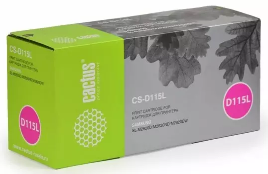 Лазерный картридж Cactus CS-D115LN (MLT-D115L) черный увеличенной емкости для Samsung Xpress M2620, M2620d, M2670, M2820, M2820dw, M2820nd, M2830, M2830dw, M2870, M2870fd, M2870fw, M2880fw (3000стр.)