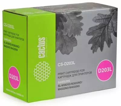 Лазерный картридж Cactus CS-D203LN (MLT-D203L) черный увеличенной емкости для Samsung ProXpress M3820, M3820d, M4020, M4020nd, M4072fd, SL-M3320, SL-M3325, SL-M3370, SL-M3375, SL-M3825dw, SL-M3870, SL-M4070 (5'000 стр.)