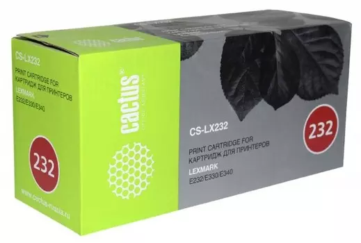 Лазерный картридж Cactus CS-LX232 (24016SE) черный для Lexmark Optra E230, E232, E232N, E232T, E232TN, E234, E234N, E234TN, E240, E240N, E330, E332, E332N, E332TN, E340, E342, E342N, E342TN (2'500 стр.)