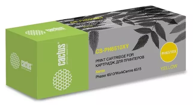 Лазерный картридж Cactus CS-PH6510XY (106R03695) желтый для Xerox Phaser 6510DN, 6510DNI, 6510N; WorkCentre 6515DN, 6515DNI, 6515N (4'300 стр.)