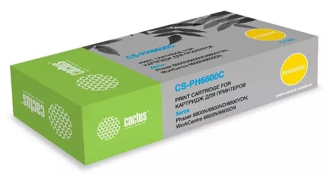 Лазерный картридж Cactus CS-PH6600C (106R02233) голубой увеличенной емкости для Xerox Phaser 6600, 6600DN; WorkCentre 6605, 6605N (6'000 стр.)
