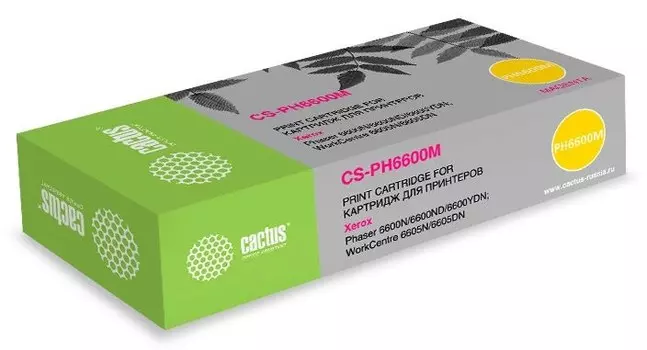 Лазерный картридж Cactus CS-PH6600М (106R02234) пурпурный увеличенной емкости для Xerox Phaser 6600, 6600DN; WorkCentre 6605, 6605N (6'000 стр.)