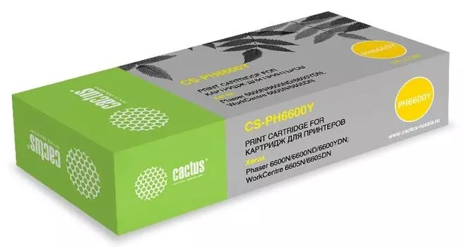 Лазерный картридж Cactus CS-PH6600Y (106R02235) желтый увеличенной емкости для Xerox Phaser 6600, 6600DN; WorkCentre 6605, 6605N (6'000 стр.)