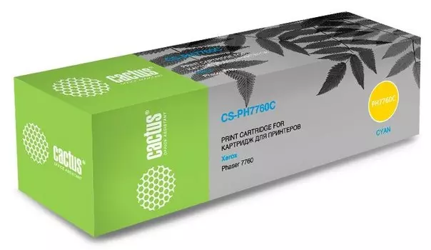 Лазерный картридж Cactus CS-PH7760C (106R01160) голубой бар. в компл. для Xerox Phaser 7760, 7760DN, 7760DX, 7760DXF (25'000 стр.)