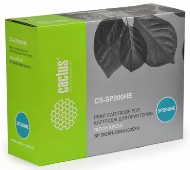 Лазерный картридж Cactus CS-SP200HE (SP 200HS) черный для принтеров Ricoh Aficio SP 200, SP 200N, SP 200S, SP 202, SP 202SN, SP 203, SP 203SFN, SP 210, SP 212, SP 212W (2'600 стр.)