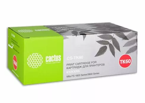 Лазерный картридж Cactus CS-TK60 (TK-60) черный для принтеров Kyocera Mita FS 1800, 1800+, 1800DTN Plus, 1800N, 1800N Plus, 1800T Plus, 1800TN Plus, 3800, 3800D, 3800DN, 3800DTN, 3800N, 3800T, 3800TN (20000 стр.)