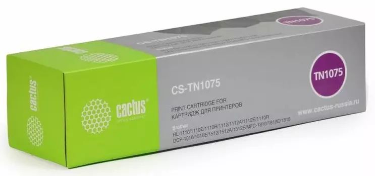 Лазерный картридж Cactus CS-TN1075 (TN-1075) черный для принтеров Brother HL-1110R, HL-1112R, DCP-1510R, DCP-1512R, MFC-1810R, MFC-1815R, HL-1210WR, HL-1212WR, DCP-1610WR, DCP-1612WR, MFC-1912WR (1'000 стр.)