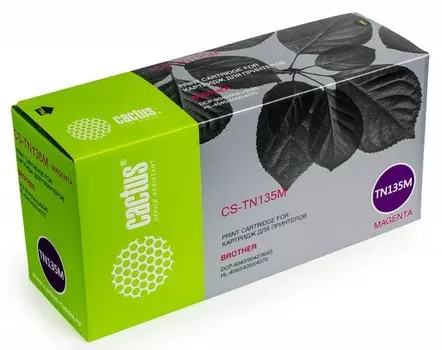 Лазерный картридж Cactus CS-TN135M (TN-135M) пурпурный для принтеров Brother 4040CN, HL-4050CDN, HL-4070CDW, DCP-9040CN, DCP-9042CDN, DCP-9045CDN, MFC-9440CN, MFC-9450CDN, MFC-9840CDW (4'000 стр.)