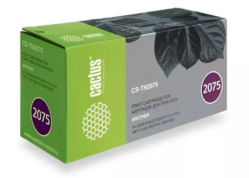 Лазерный картридж Cactus CS-TN2075 (TN-2075) черный для принтеров Brother HL-2030R, HL-2040R, HL-2070NR, FAX-2920R, FAX-2825R, DCP-7010R, DCP-7025R, MFC-7420R, MFC-7820NR (2'500 стр.)