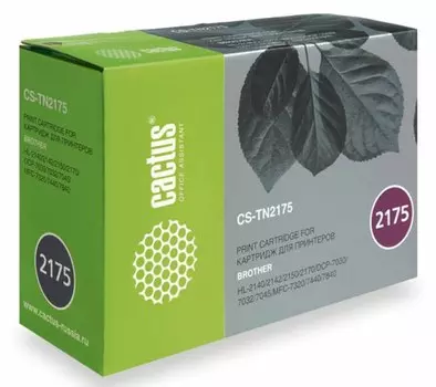 Лазерный картридж Cactus CS-TN2175S (TN-2175) черный для принтеров Brother DCP 7030, 7030R, 7032, 7032R, 7045, 7045NR, HL 2140, 2140R, 2142, 2142R, 2150, 2150N, 2150NR, 2170, 2170W, 2170WR, MFC 7320, 7440, 7440N, 7840 (2'600 стр.)