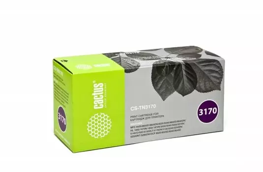 Лазерный картридж Cactus CS-TN3170 (TN-3170) черный для принтеров Brother HL-5240, HL-5240L, HL-5250DN, HL-5270DN, HL-5280DW, DCP-8060, DCP-8065DN, MFC-8460N, MFC-8860DN, MFC-8870DW (7'000 стр.)