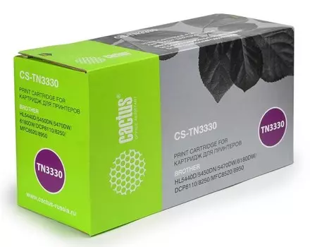 Лазерный картридж Cactus CS-TN3330 (TN-3330) черный для принтеров Brother DCP-8110DN, DCP-8250DN, HL-5440D, HL-5450DN, HL-5450DNT, HL-5470DW, HL-6180DW, MFC-8520DN, MFC-8950DW (3'000 стр.)