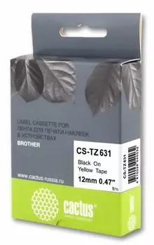 Лента Cactus CS-TZ631 (TZE-631) черный для Brother 1010, 1260VP, 1830VP, 9700PC (12 мм X 8 м)