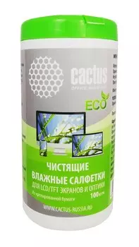 Салфетки Cactus CS-1001PE для экранов и оптики туба 100 шт влажных