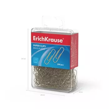 Скрепки металлические омедненные ErichKrause, 28 мм (коробка 200 шт.)