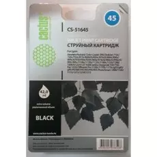 Струйный картридж Cactus CS-51645 (HP 45) черный для HP Color Copier 110, 290; DesignJet 750; DeskJet 930, 950, 970, 980, 990, 1000, 1100, 1180, 1220, 1280, 1600, 6122; OfficeJet g55, k60; PhotoSmart 1215, 1315, p1000; Fax-1220 (42 мл.)