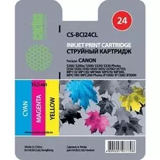 Струйный картридж Cactus CS-BCI24CL (BCI-24) цветной для Canon BJ-i250, i320, i350, i450, i475, BJ-S200, S300, S330; Pixma iP1000, iP1500, iP2000, MP110, MP130, MP410, MP430; SmartBase MP360, MP390, MPC190, MPC200 (120 стр.)