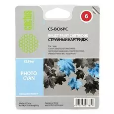 Струйный картридж Cactus CS-BCI6PC (BCI-6PC) светло голубой для Canon S800, S820, S900, S9000, i550, i560, i860, i865, i905d, i950s, i960x, i965, i990, i9100, i9950, JX500, MP750, MP760, iP600d, iP3000, iP600d, iP8500, BJC8200 (270 стр.)