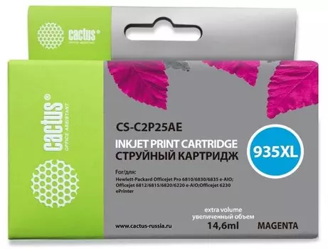 Струйный картридж Cactus CS-C2P25AE (HP 935XL) пурпурный увеличенной емкости для HP OfficeJet Pro 6230 ePrinter, Pro 6830 eAll in One (14,6 мл.)