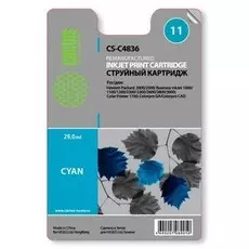 Струйный картридж Cactus CS-C4836 (HP 11) голубой для HP Business Inkjet 1000, 1100, 1200, 2200, 2250, 2800; Color Inkjet 1700, 2600, Color Printer 1700, 2600, DesignJet 10, 20, 50, 70, 100, 110, 120; OfficeJet 9110, 9120, 9130, k850 (29 мл.)