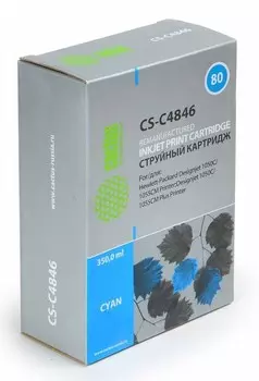 Струйный картридж Cactus CS-C4846 (HP 80) голубой для HP DesignJet 1000 series, 1050, 1050c, 1050c Plus, 1055, 1055cm, 1055cm Plus (350 мл.)