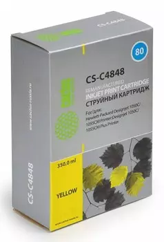 Струйный картридж Cactus CS-C4848 (HP 80) желтый для HP DesignJet 1000 series, 1050, 1050c, 1050c Plus, 1055, 1055cm, 1055cm Plus (350 мл.)