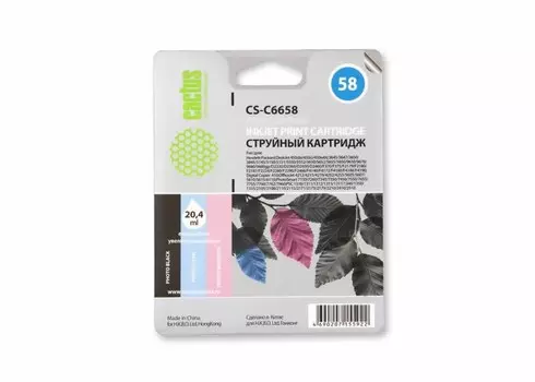 Струйный картридж Cactus CS-C6658 (HP 58) фото-черный для HP DeskJet 450, 5150, 5650, 5850, 9680; OfficeJet 4215, 5510, 5610, 6110; PhotoSmart 7260, 7350, 7450, 7660, 7760, 7960; PSC 1315, 2110, 2210, 2410, 2510 (20,4 мл.)