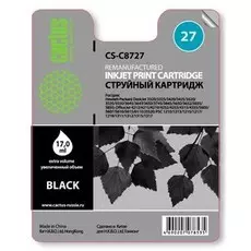 Струйный картридж Cactus CS-C8727 (HP 27) черный для HP DeskJet 3320, 3420, 3520, 3535, 3550, 3645, 3650, 3740, 3840, 5150, OfficeJet 4211, 4251, 4311, 4352, 5600, 5610, PSC 1310, 1340, 1350 (17 мл.)