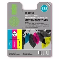 Струйный картридж Cactus CS-C8766 (HP 135) цветной для HP DeskJet 5740, 6540, 9800; OfficeJet 100, K7100; PhotoSmart 2570, 385, 475, 7850, 8050, 8100, 8700, С3100, С4100, D5060, PRO B8350; PSC 1503, 1510, 1600, 1610, 2350 (15 мл.)