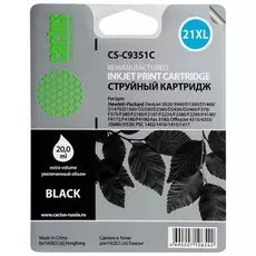 Струйный картридж Cactus CS-C9351C (HP 21XL) черный увеличенной емкости для HP DeskJet 3920, 3940, D1300, D1400, D1560, D2360, D2400, F300, F2100, F2280, F2290, F4172; OfficeJet 1410, 4300, 4352, J3680, J5520; PSC 1400, 1410 (20 мл.)