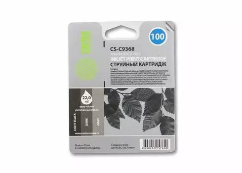 Струйный картридж Cactus CS-C9368 (HP 100) серый для HP DeskJet 5743, 6543, 6843, 6983, PhotoSmart 475,8053, OfficeJet K7103 (22 мл.)