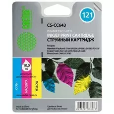 Струйный картридж Cactus CS-CC643 (HP 121) цветной для HP DeskJet D1663, D2500, D2563, D2663, D5563, F2423, F2483, F2493, F4213, F4275, F4280, F4283, F4583; ENVY 110; PhotoSmart C4683, C4783 (10 мл.)
