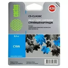 Струйный картридж Cactus CS-CLI426C (CLI-426C) голубой для Canon Pixma iP4840, iP4940, iX6540, MG5140, MG5240, MG5340, MG6140, MG6240, MG8140, MG8240, MX714, MX884, MX894 (450 стр.)