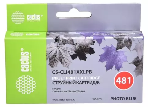 Струйный картридж Cactus CS-CLI481XXLPB (CLI-481C XXL) фото голубой для Canon Pixma TS8140, TS9140 (12 мл.)