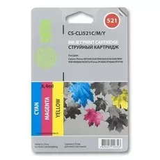 Струйный картридж Cactus CS-CLI521C/M/Y (CLI-521 CMY) цветной для Canon Pixma iP3600, iP4600, iP4600x, iP4700, MP540, MP540x, MP550, MP560, MP620, MP620b, MP630, MP640, MP660, MP980, MP990, MX860, MX870 (320 стр.)