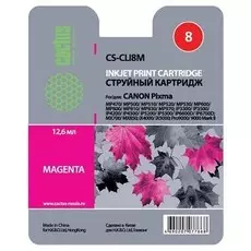 Струйный картридж Cactus CS-CLI8M (CLI-8M) пурпруный для Canon Pixma iP4200, iP4300, iP4500, iP5100, iP5200, iP5300, iP6600, iP6700, iP7500, iP7600, MP500, MP530, MP600, MP800, MP810, MP830, MP950, MX850, PRO-9000 (490 стр.)